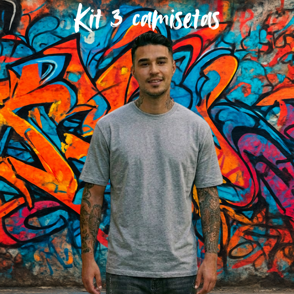 Kit 3 CamisetaS Masculina Básica Algodão Moda Masculina Confortável, Dia a dia, Academia.