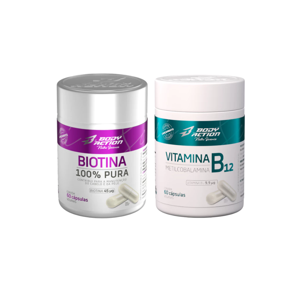 Kit Vitamina B12 + Biotina (60 cápsulas) - Body Action — imagem 1