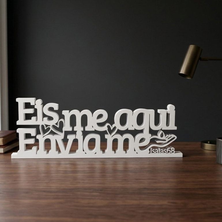 Placa cristã Eis-me Aqui Envia-me-Isaías 6:8 / Placa cristã/decoração casa igreja