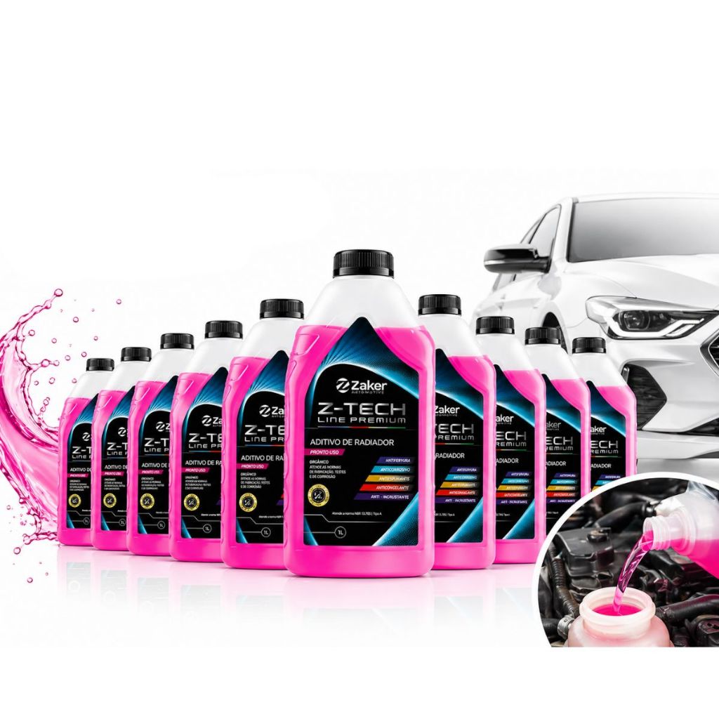 Kit 10 litros Aditivo Fluido Radiador Anti Ferrugem Automotivo Zaker