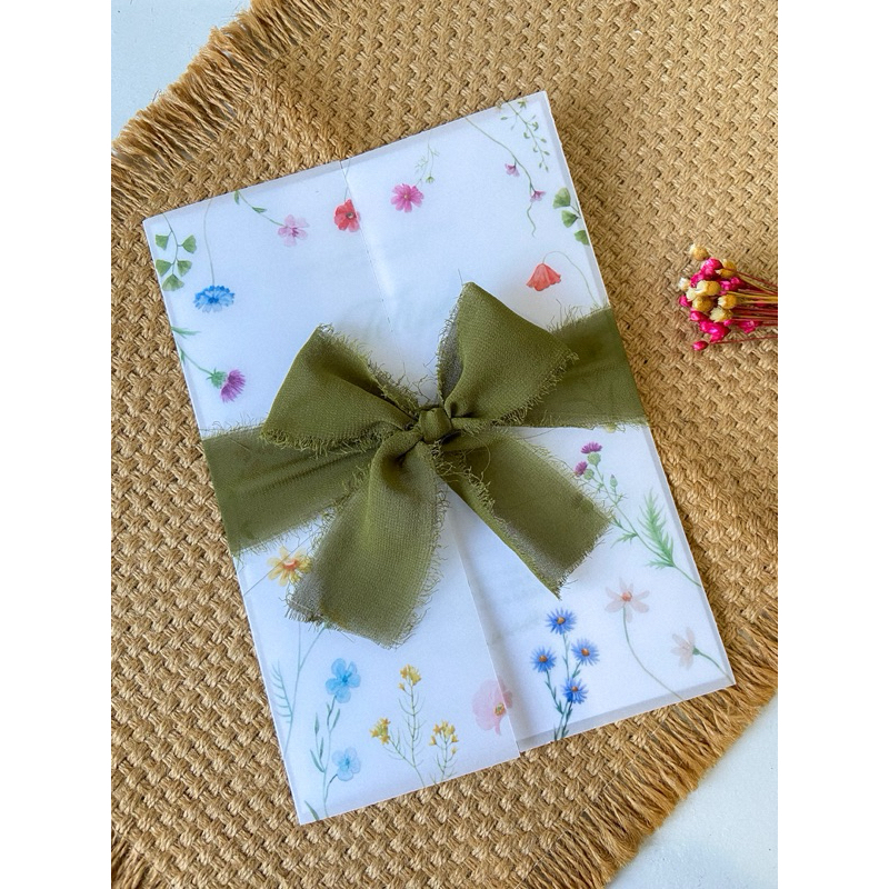 Convite de Casamento Envelope Vegetal Personalizado com Fita Rústica