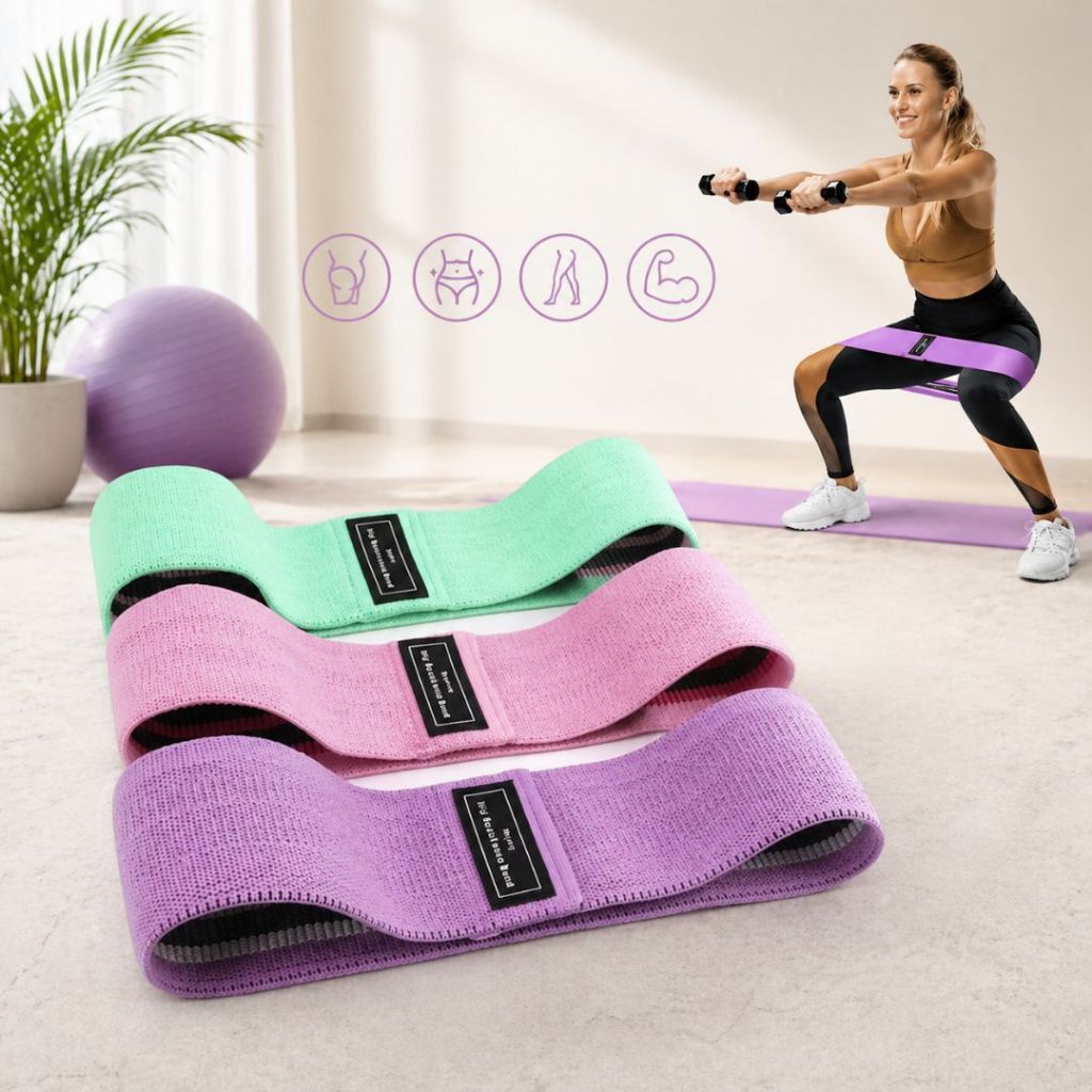 Faixa Elástica Super Band 3 peças Elástico Treino Resistência Yoga Fitness Pilates Ultra Resistente