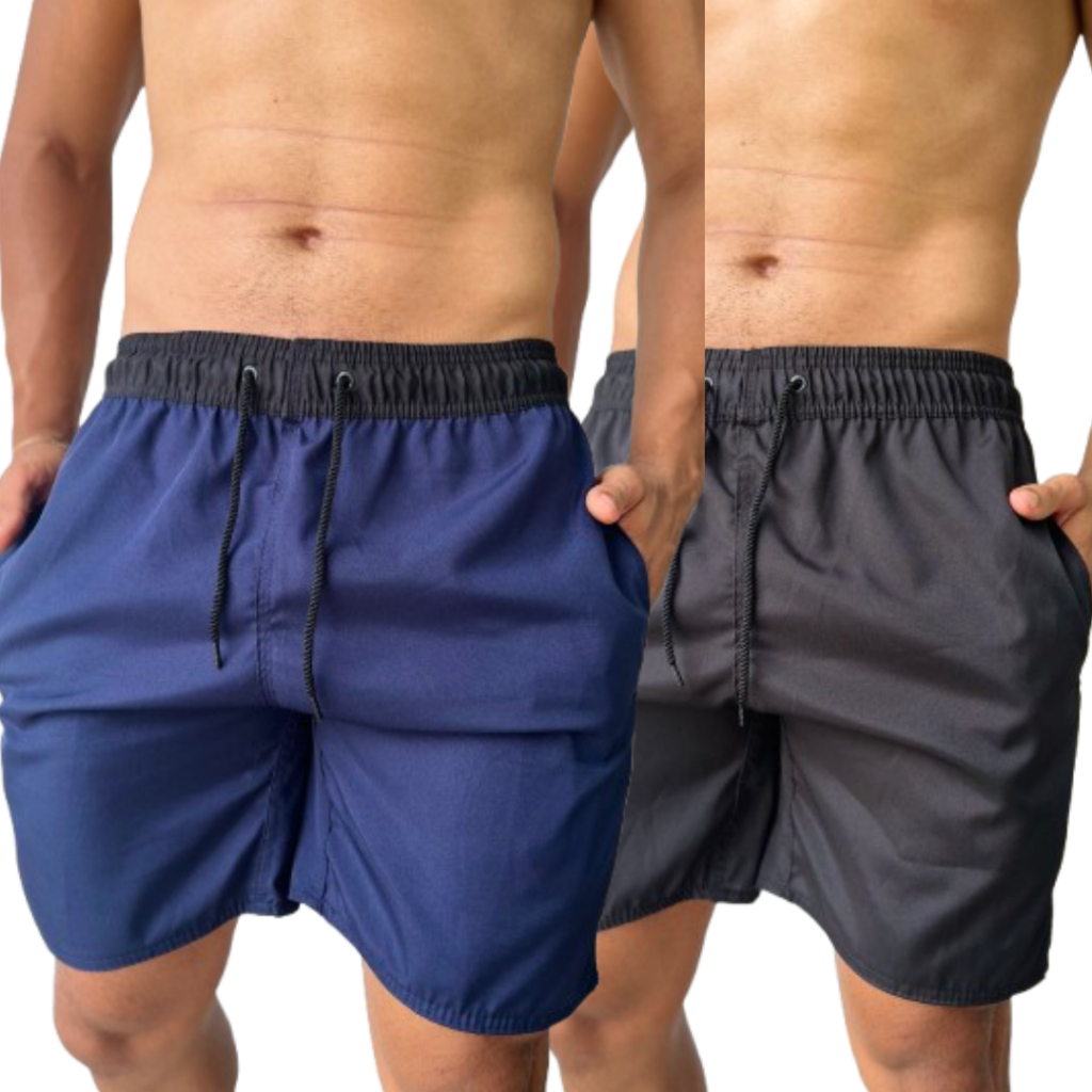 Kit 2 Bermudas Masculinas Tactel com Elastano – Leve, Confortável, Secagem Rápida, Com Bolsos