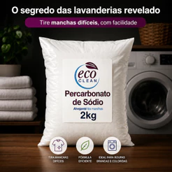Percarbonato de Sódio 100% Puro Limpeza Em Geral Tira Manchas Roupas Brancas Eco 1kg/2kg/3kg