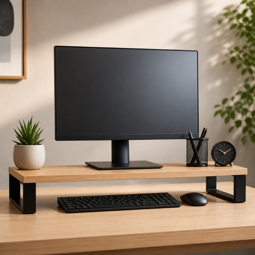 Suporte Base Para Monitor e Notebook Ergonômico Mesa Escritório Apoio de Monitor 60 cm x 20 cm MDF