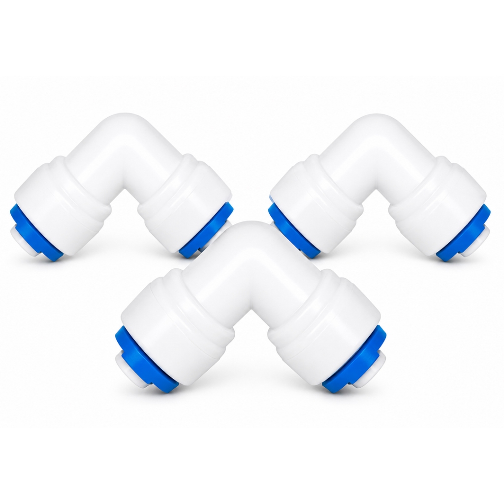 Kit 3 Conector Cotovelo Engate Rápido Mangueira 3/8 x 1/4 – Filtro de Água, Purificador