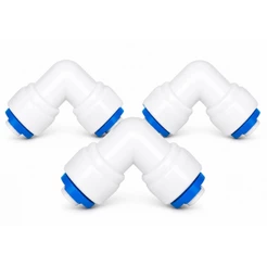 Kit 3 Conector Cotovelo Engate Rápido Mangueira 3/8 x 1/4 – Filtro de Água, Purificador