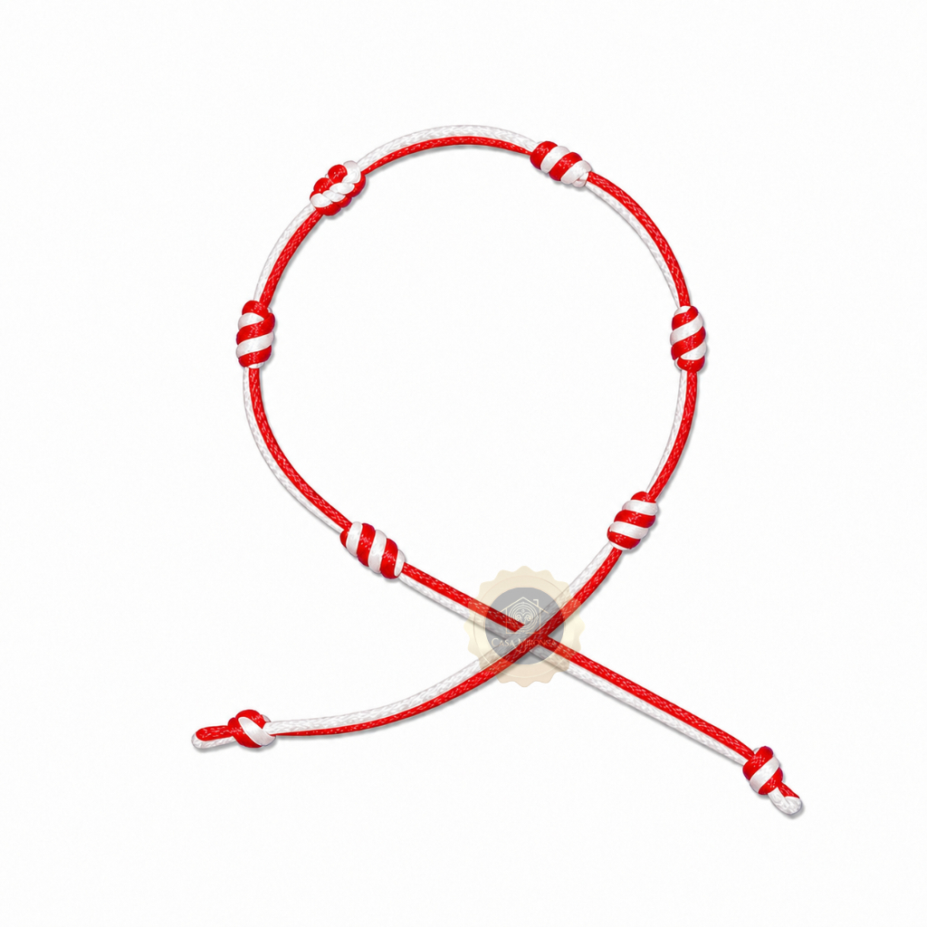 PULSEIRA BRANCO E VERMELHO  7 NÓS  ESPIRITUAL – Zé Pelintra, Umbanda, Candomblé, Quimbanda, Fé, Cabala, Kabbalah
