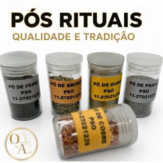 kit pós ritualísticos bronze, cobre, ferro, ouro (dourado), prata (prateado)