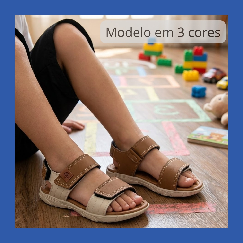 Sandália Papete Infantil Molekinho Menino Ajustável Tiras Velcro Confortável Original - 2135.153