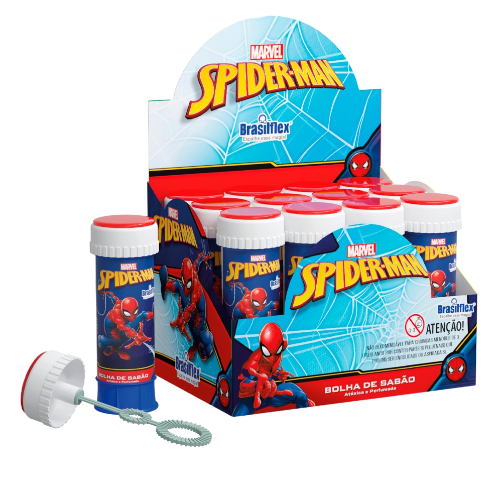 Bolha de Sabão Spider-Man Marvel 60ml Com Jogo Brinquedo Infantil Presente Menino 3 Anos