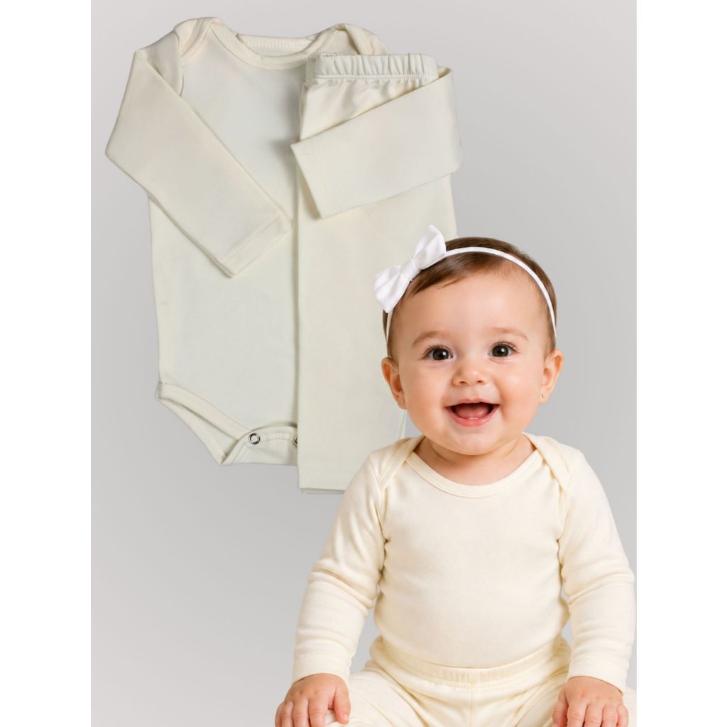 Conjunto Bodie e Calça Térmico Bebê Menina Menino Quentinho Elasticidade Inverno Frio Peluciado