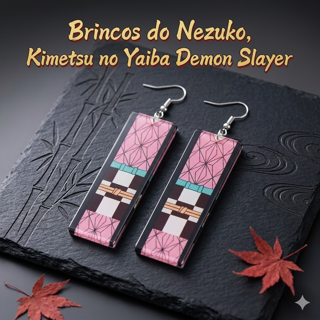 Brincos do Tanjiro Kamado de Kimetsu no Yaiba Demon Slayer Cosplay Par de Brincos — imagem 2 de 2