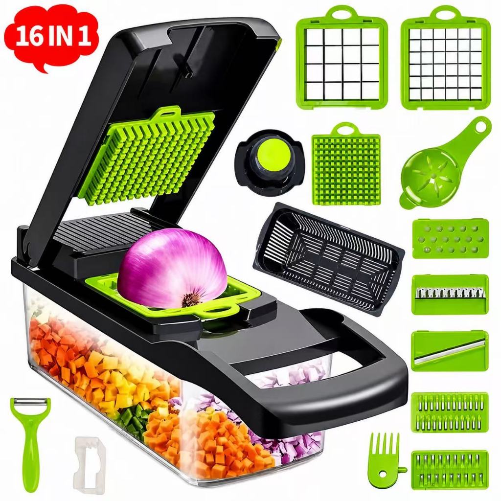 Profissional Multiuso Cozinha Slicer Aço Inox 16 em 1 Fatiador Cortador Ralador De Legumes Verduras Frutas Mandoline
