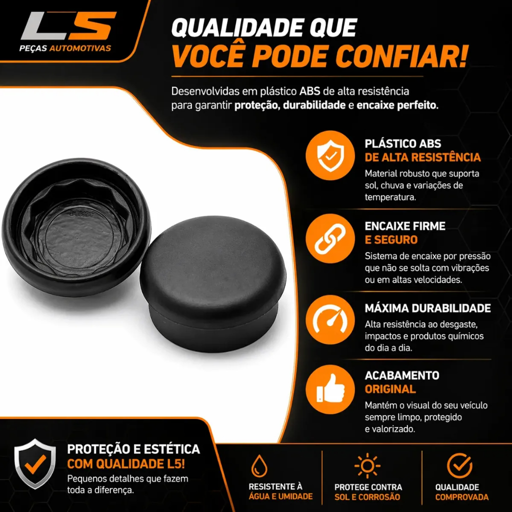 Par Tampa Capa Acabamento Braço Limpador Parabrisa Vw Polo Golf Bora 1997 A 2016 Dianteiro Preto