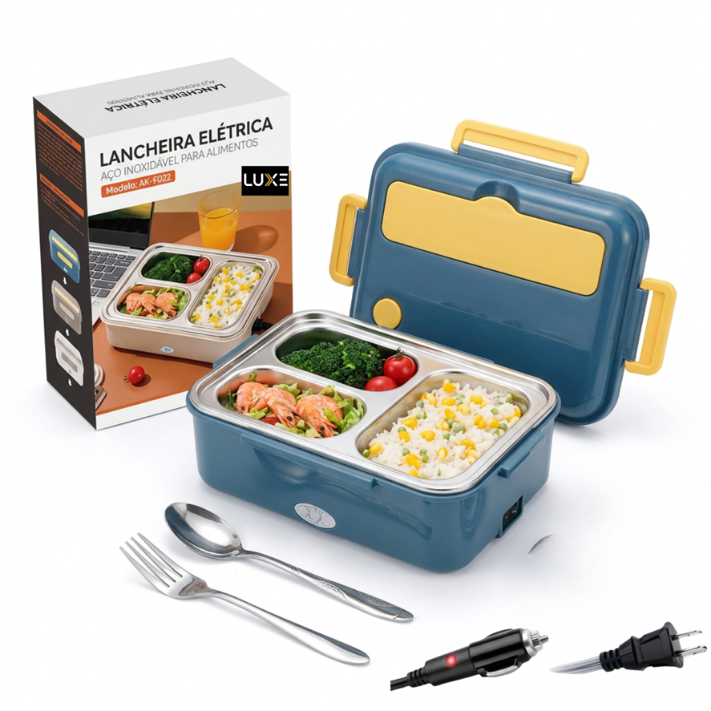 Marmita Elétrica Portátil Inox Marmiteira 1.2L Térmica 24 W Bivolt 110V/220V Aquecimento Rápido