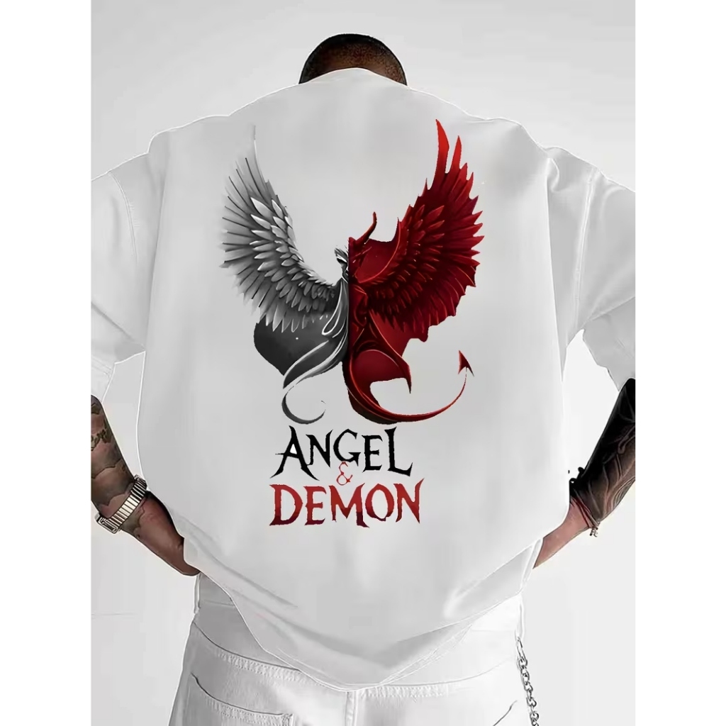 Camiseta Algodão Masculina Anjo Demõnio Angel Demon Asas Infantil Ao Plus Size Até G5 482