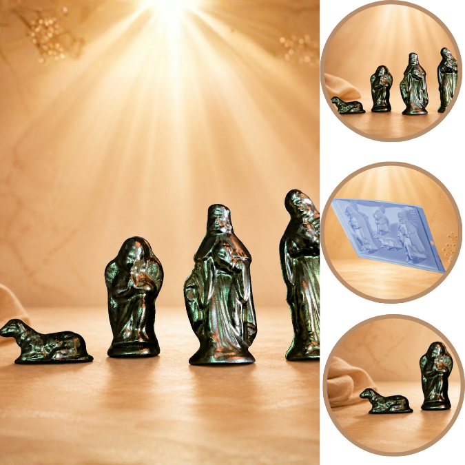 1~10 Forma Simples PRESÉPIO 2 NATAL em Acetato PORTO Para Doces de Chocolate e Confeitaria. P608 - N7 (CHOCO)