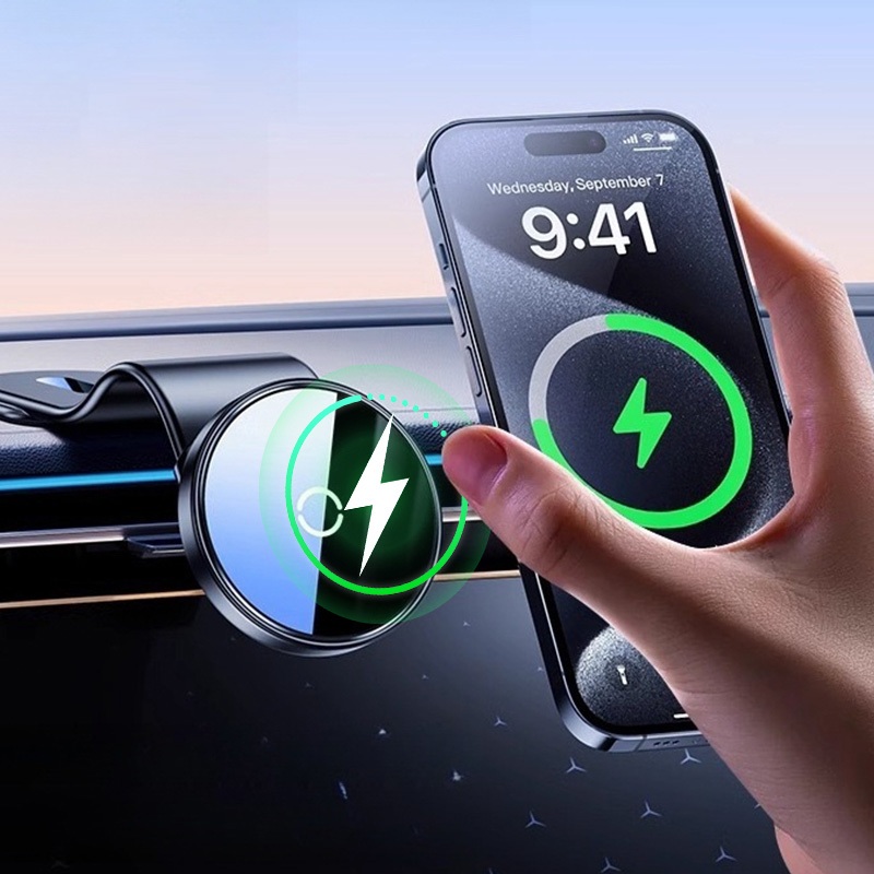 Suporte Magnético Para Telefone Carro Com Sucção A Vácuo Carregador Sem Fio Rotação De 360° - J8 · foto 2