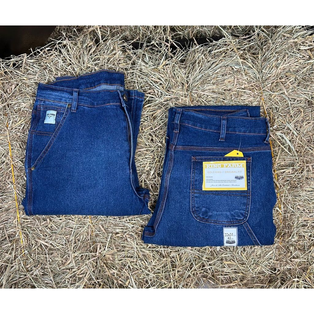 Calça Jeans Masculina Country Carpinteira King Farm Jeans Grosso 98% Algodão e 2% Lycra/Elastano