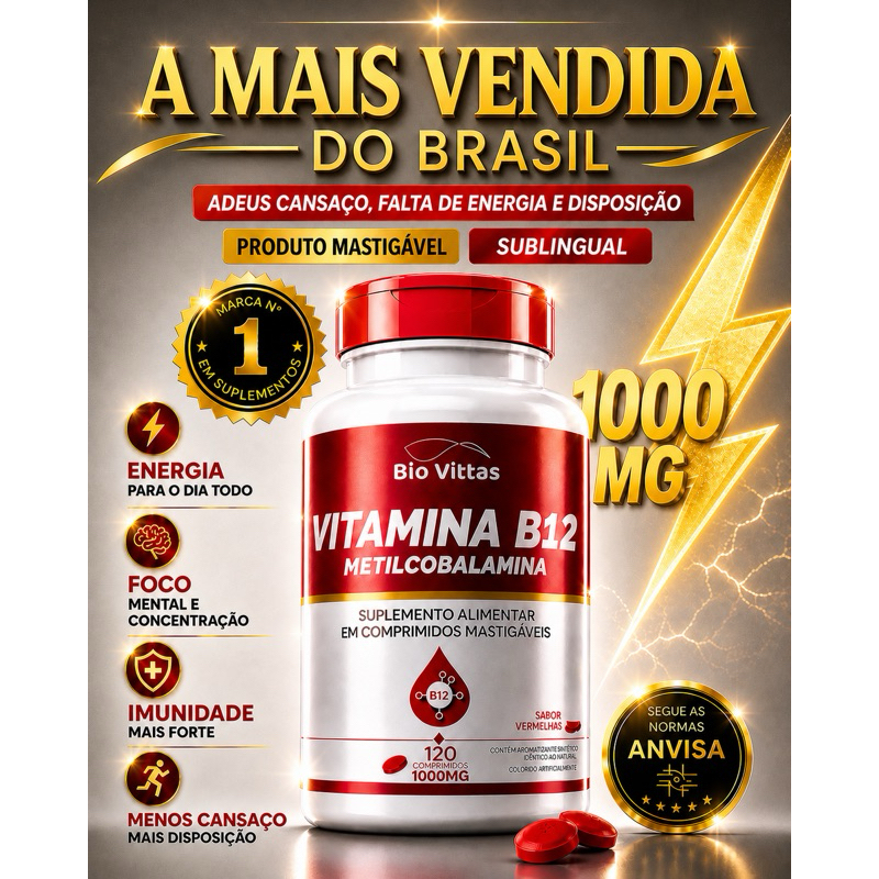 Vitamina B12 1000mcg Metilcobalamina 120 Comprimidos