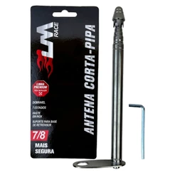 Antena Corta Pipa para Retrovisor Moto Retrátil com 7 estágios Anti Cerol Haste Inox cor Prata
