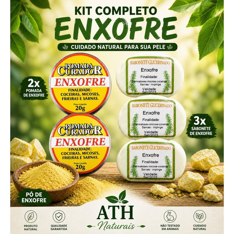 3 Sabonetes + 2 Pomadas Enxofre Extra Forte