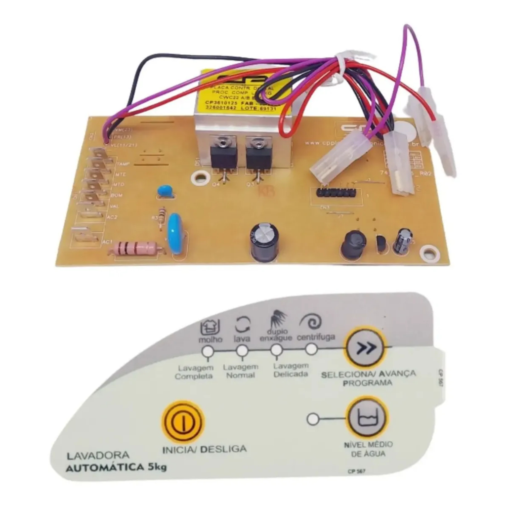 Placa E Adesivo compativel Máquina Consul Automática 5kg Cwc22b Bivolt
