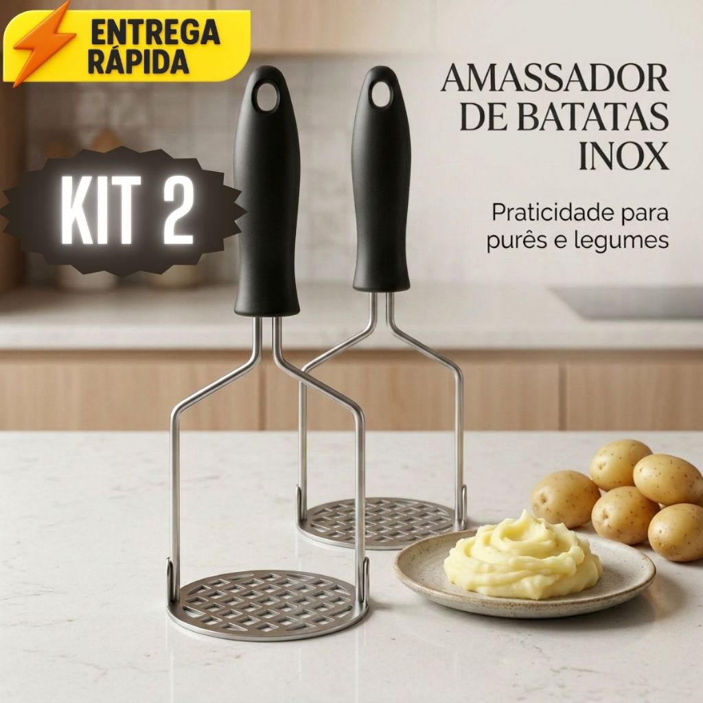 Amassador de Batata Legumes Cozinha Espremedor Manual Multiuso Aço Inoxidável