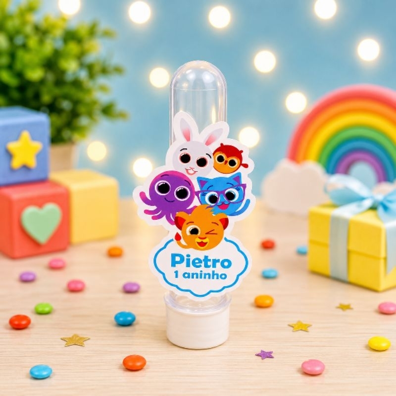 Aplique Para tubete Bolofofos Azul - Personalizados - Lembrancinha de Festa Infantil - Aniversário- Decoração