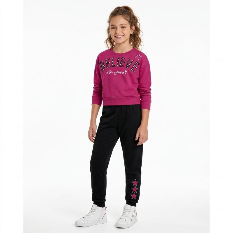 Conjunto Infantil Menina Moletom Peluciado Estiloso Lançamento Inverno Kyly Tamanho 4-6-8