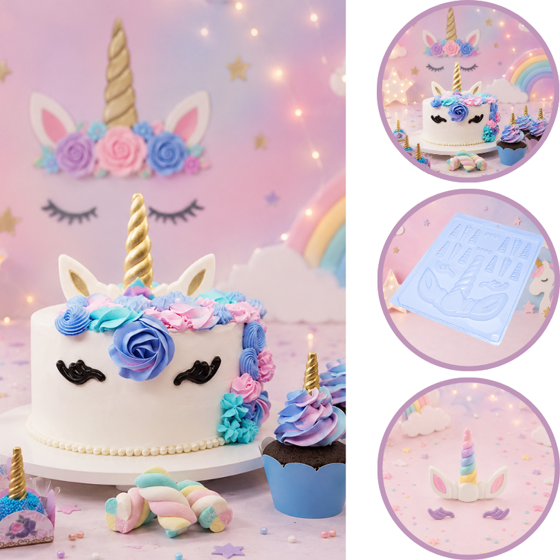 1~10 Forma Simples Chifre Unicórnio 9660(i5)em Acetato BWB Para Bombom, Doces Dia Das Crianças e Infantil (CHOCO)