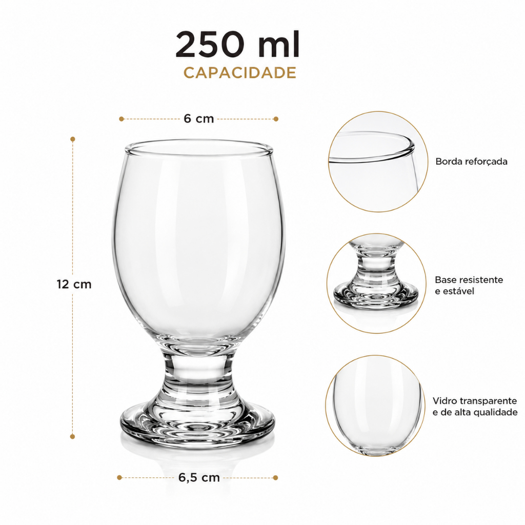 Copo Nadir Taça Paulista 250ml Taça De Agua Copo Taça Elegante De Vidro Resistentes 2/4/6 unid