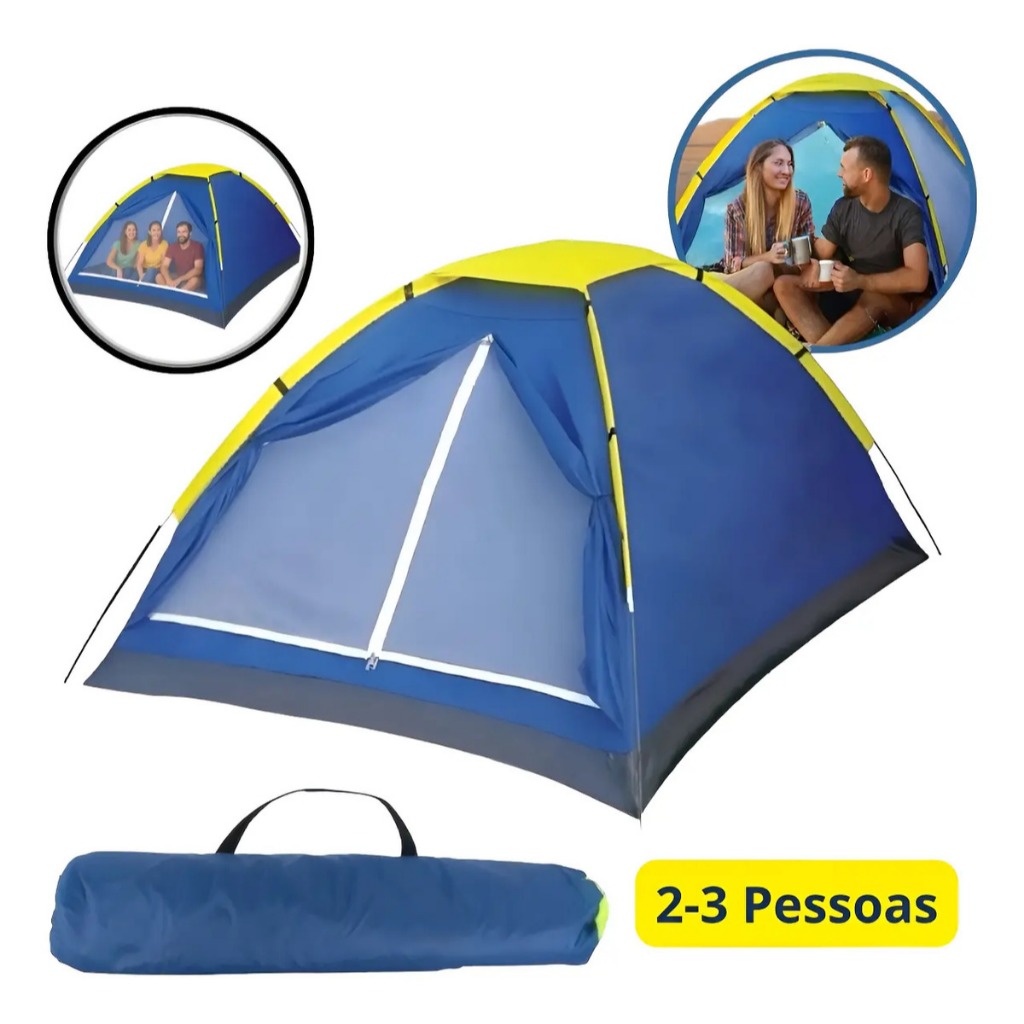 Barraca Iglu Camping 2 a 3 Pessoas Impermeável Portátil Fácil Montagem Resistente Praia Pesca Trilha Acampamento Aventur