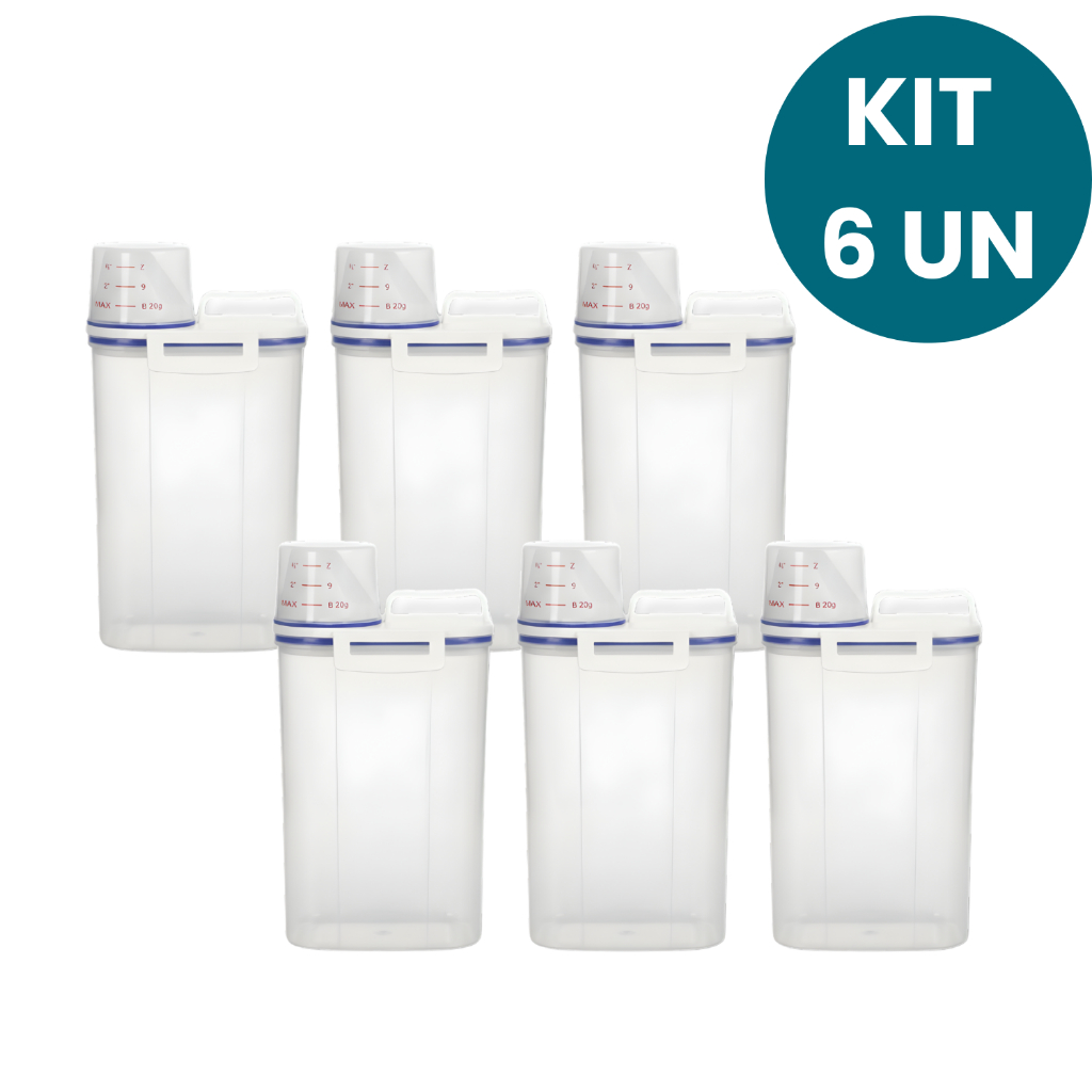 Kit 6 Potes Herméticos 2,5 Litros com Tampa Vedação Forte – Cozinha e Lavanderia