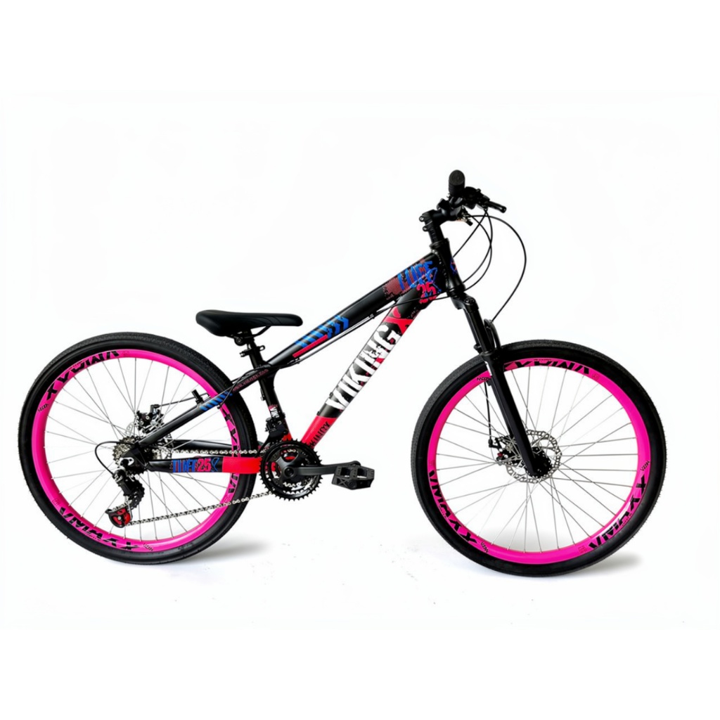 Bicicleta VikingX Tuff25 Aro26 21V Roda Vmaxx Rosa Freio a Disco - Preto Rosa