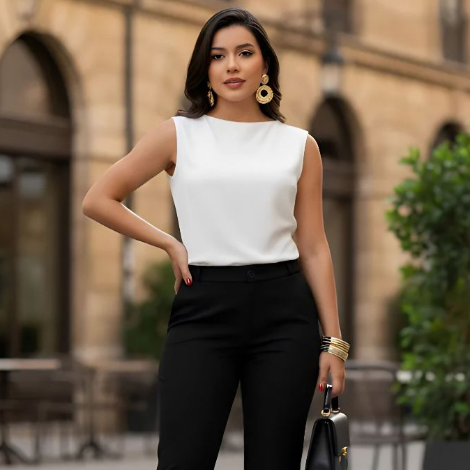 Blusa Regata Feminina Sem Manga Decote Ombro a Ombro Social Casual Elegante Trabalho Versátil Chic