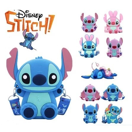 Bolsa Stitch Infantil de silicone com alça transversal kwaii fofa envio imediato
