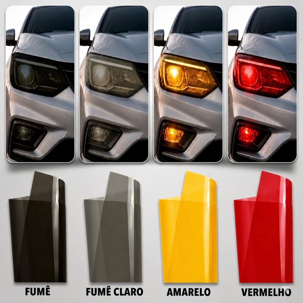 Adesivo Película Envelopamento Insulfilm Farol e Lanterna Carro Moto Janela Porta Vidro