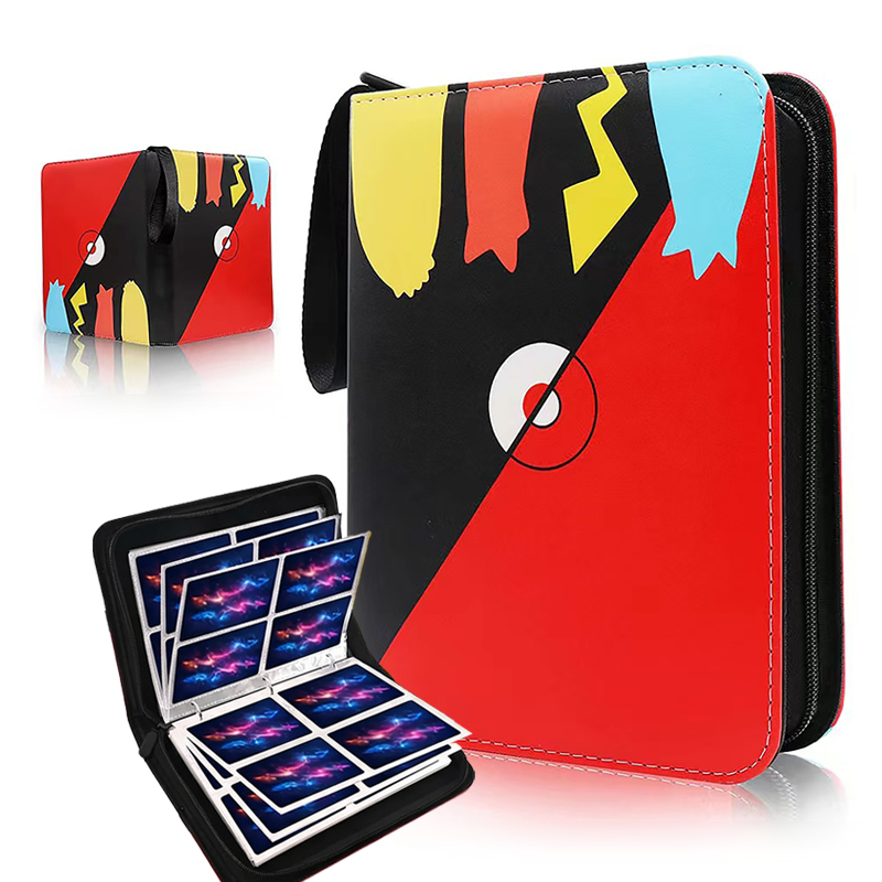 Albúm Fichário Pokémon com Zíper Para 400/900 Cards Capa Dura PU + Veludo + 4 Páginas Extras