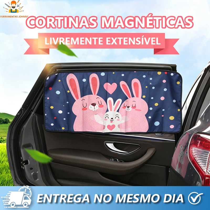 Cortina Protetor Solar Blackout Janela Carro Bebê Infantil Magnética Multifunctional