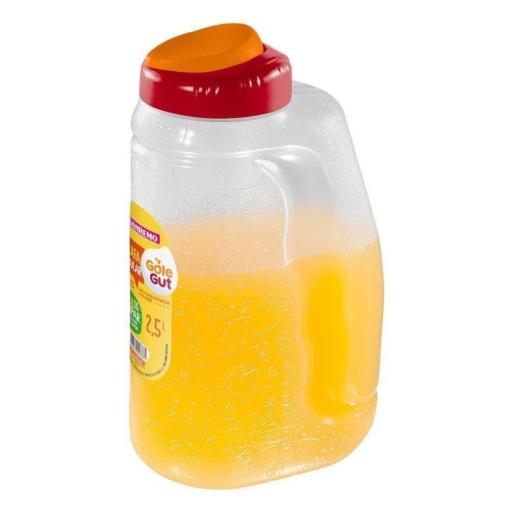 Garrafa Retangular Plástica água 2,5L geladeira Gole Gut Sanremo