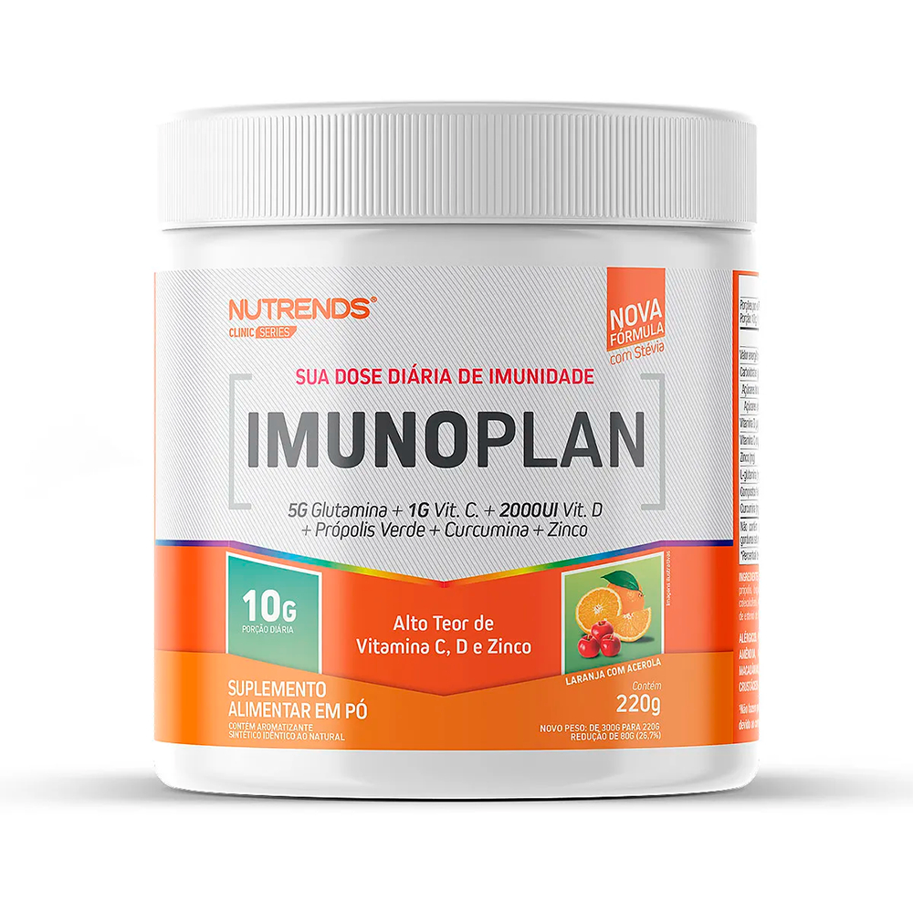Imunoplan Shot Matinal Nutrends 220g Suplemento em Po Glutamina Curcuma Gengibre Vitamina D Zinco
