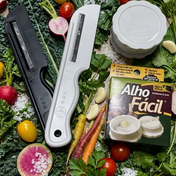 KIT FATIADOR DE COUVE 🥬 PRÁTICO + TRITURADOR ALHO FÁCIL 🧄