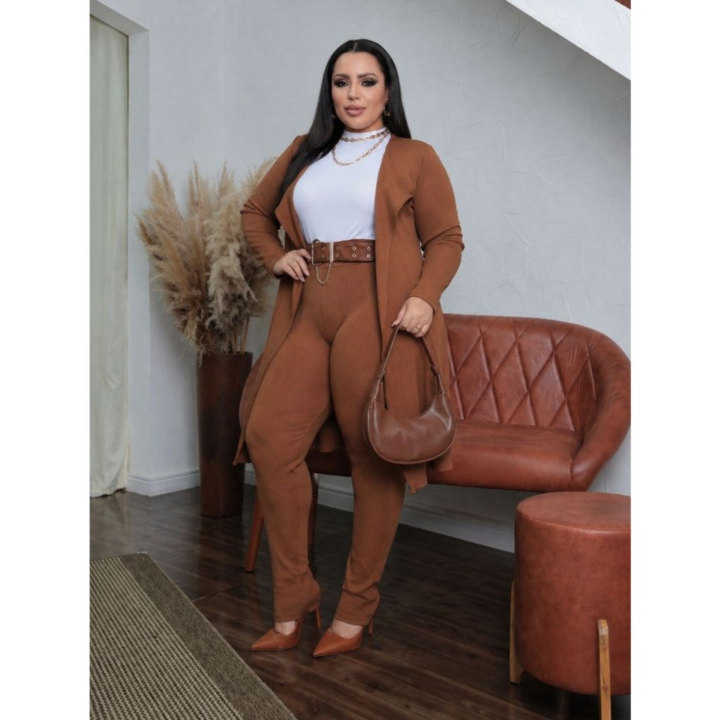 Conjunto Calça e Sobretudo Acompanha Cinto