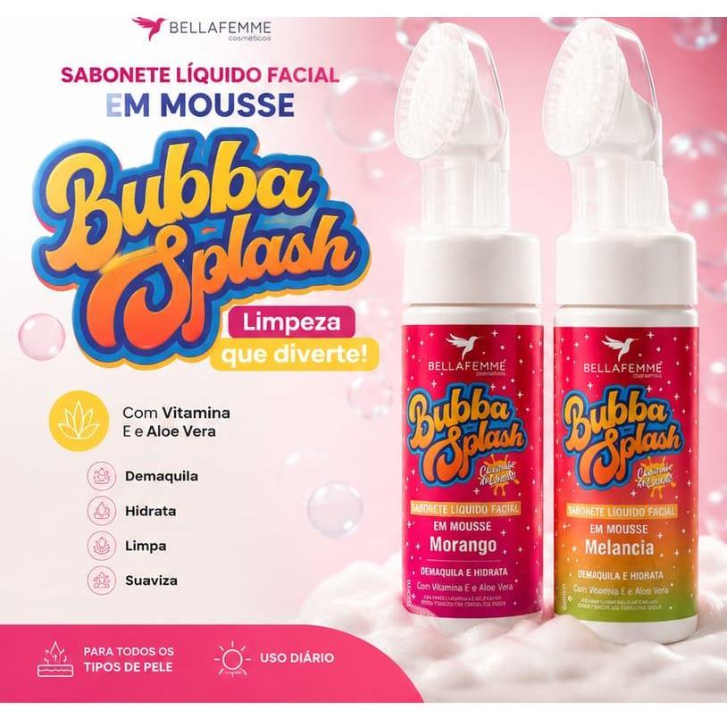 Sabonete Facial Em Mousse  Morango Melancia Com Escova Massageadora Limpeza Facial Hidratante