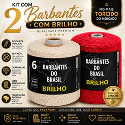 Kit Barbante Com Brilho 2 Unidades Fio 6 Premium Crochê Barbantes do Brasil