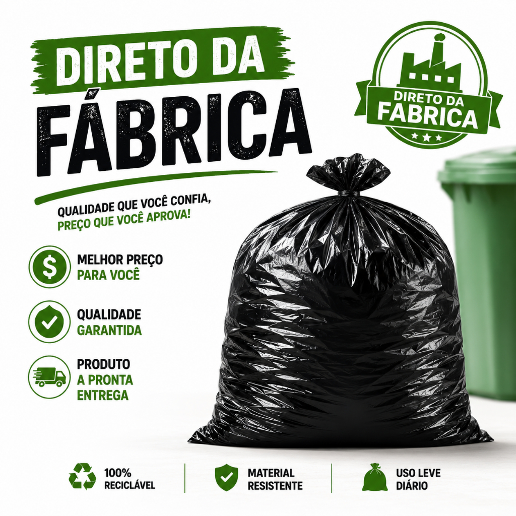 Saco de Lixo 100L Preto Resistente 50 ou 100 Unidades Direto da Fábrica