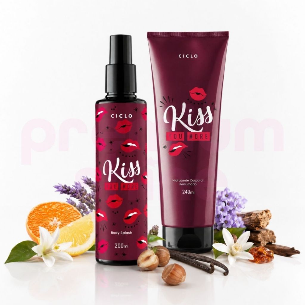 Body Splash Kiss You More 200ml + Creme Hidratante 240ml - Kit Ciclo Cosméticos