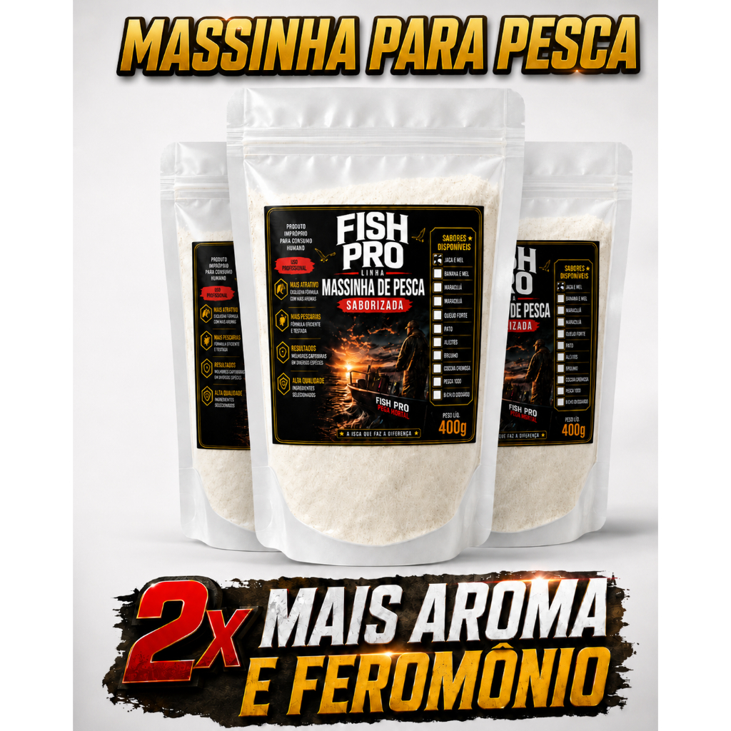 Kit 10 Massa de Pesca Branca Super Liga FISHPRO 400g Sabores mais vendidos